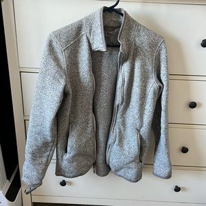 LLBean grey full zip fleece. Zip pockets. Hem on sleeves need repairs